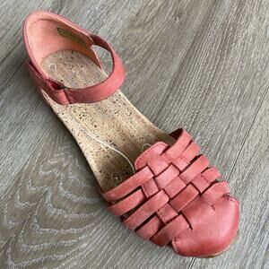 Ahnu Malini Sandals Women US 7 EU 38 Pink Coral Cork Footbed Adjustable Strap
